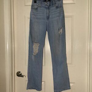 Hollister Light Blue Ripped Ultra High Rise Dad Jean